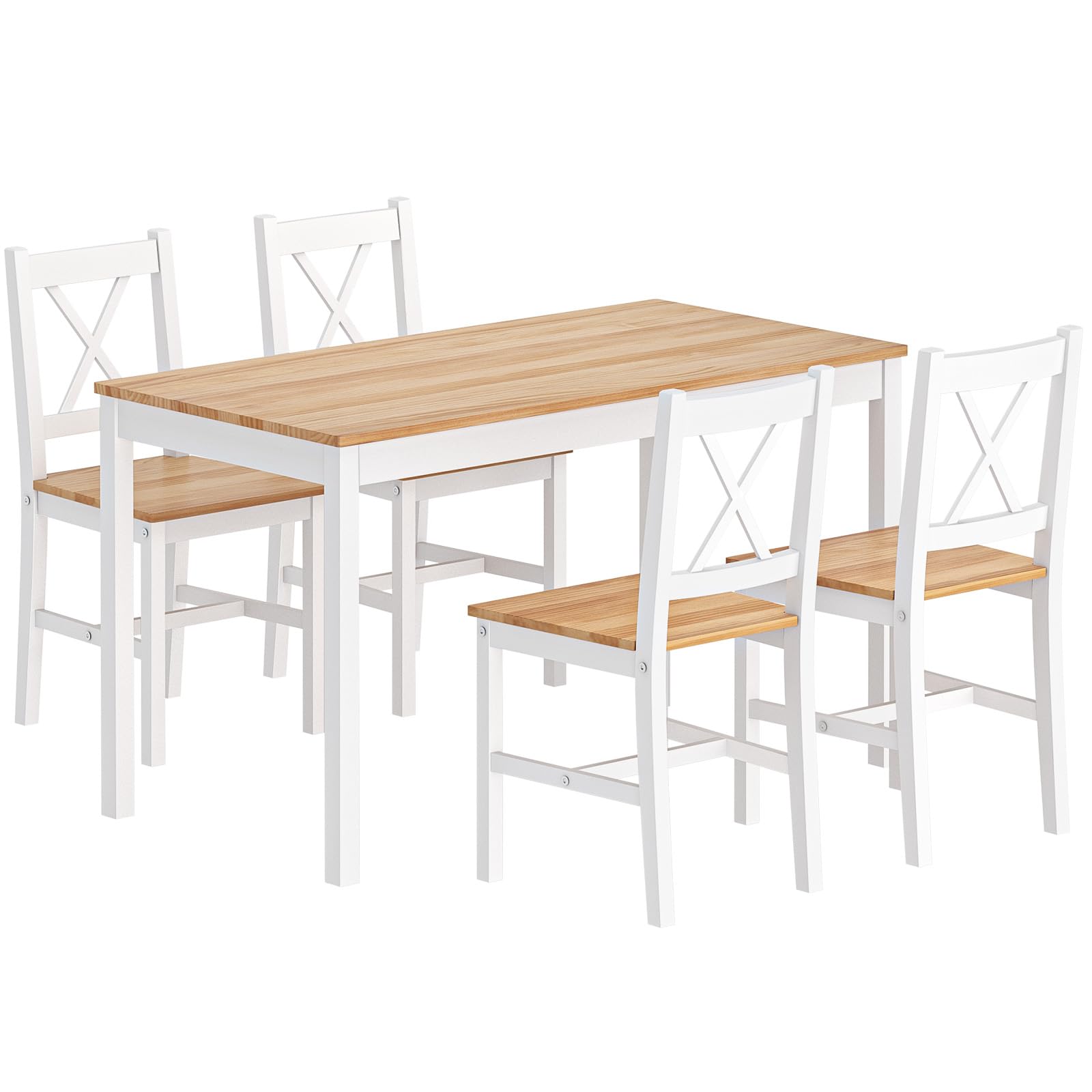 DLandHome 5-Piece Wooden Dining Table Set for 4 with Chairs - Elegant Kitchen Furniture for Small Spaces | Perfect for Apartments, Breakfast Nooks & Cozy Dining Areas
