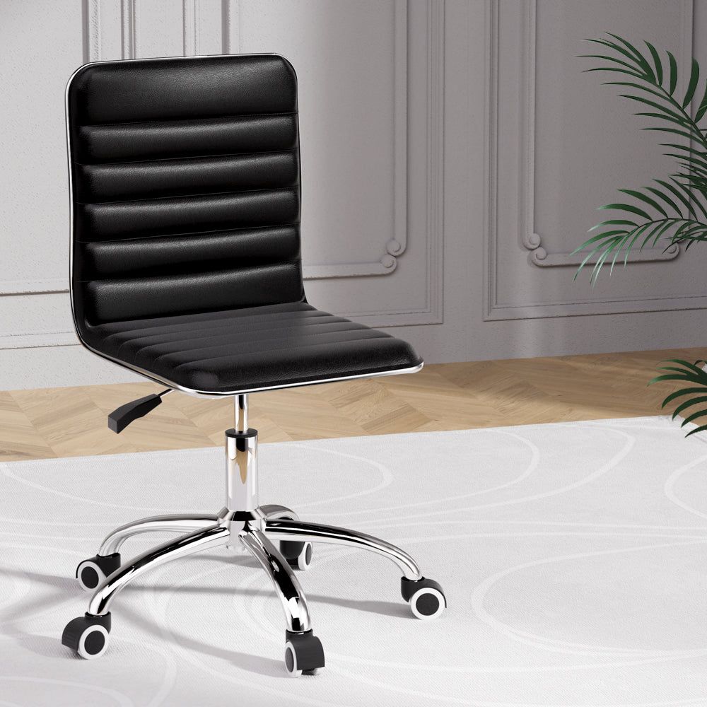 Artiss Office Chair - Ergonomic PU Leather Low Back Computer Desk & Gaming Chair in Black - Perfect for Home Office, Gaming & Workspace Comfort