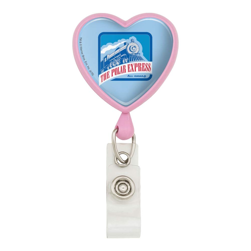 The Polar Express All Aboard Heart Lanyard - Retractable Badge Reel ID Card Holder for Teachers, Nurses, Office Workers (Great for Conventions, Schools & Hospitals)