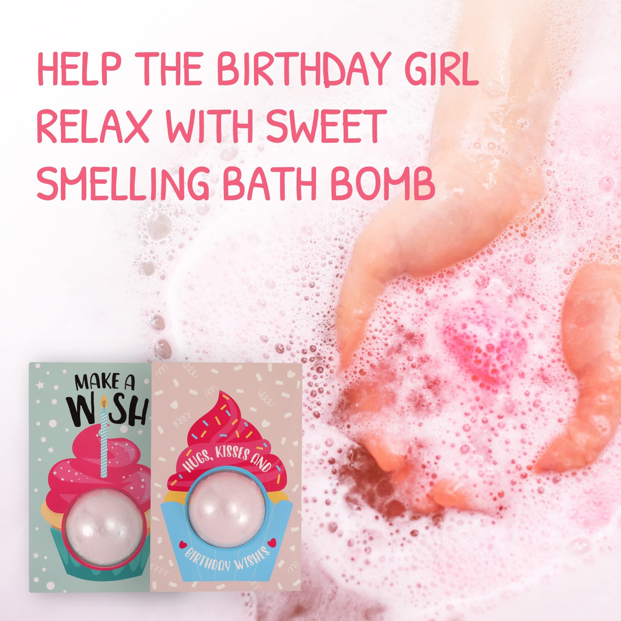 Pop Fizz Birthday Card Bath Bombs (4-Pack) - Perfect Gift for Women's Celebrations