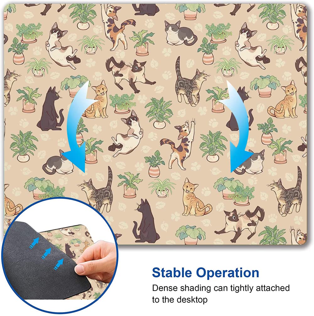 Cute Cats Pattern Mouse Pad - Non-Slip Rubber Base, Waterproof Square Mouse Mat for Office, Laptop, Women & Kids | Perfect for Work, Gaming & Home Use