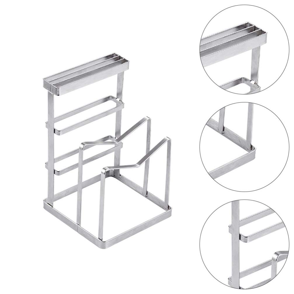 UPKOCH Stainless Steel Kitchen Utensil Holder - Organizer for Cutting Boards, Pots, Pans & Lids - Space Saving Cutlery Storage Rack for Kitchen Countertop - Perfect for Home, Dining & Restaurant Use