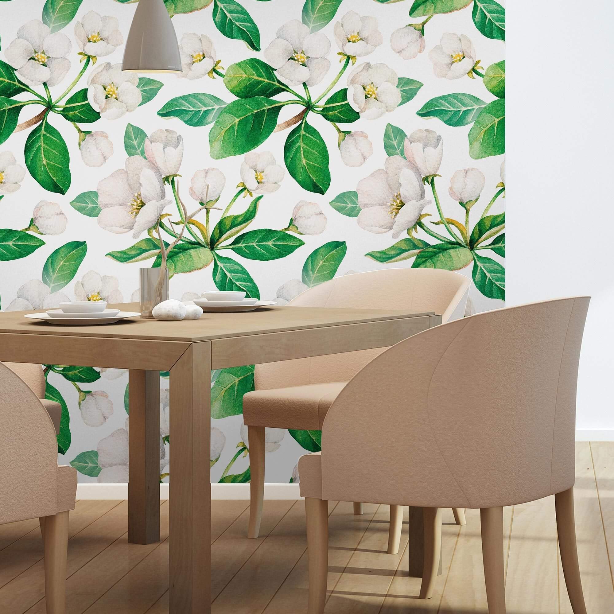 White and Yellow Textured Floral Peel and Stick Removable Wallpaper 9286 - Self-Adhesive Wall Decor for Bedroom, Living Room, Nursery & Office