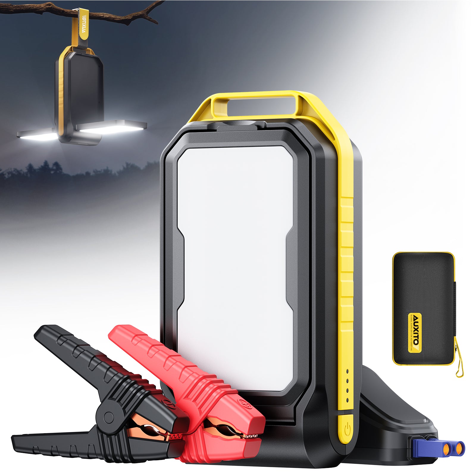 AUXITO 4000LM Portable Car Battery Jumper Box with Dual LED Panel - Emergency Jump Starter & Outdoor Camping Light for Cars, Trucks, SUVs - Perfect for Roadside Emergencies, Camping, Power Outages & Outdoor Adventures