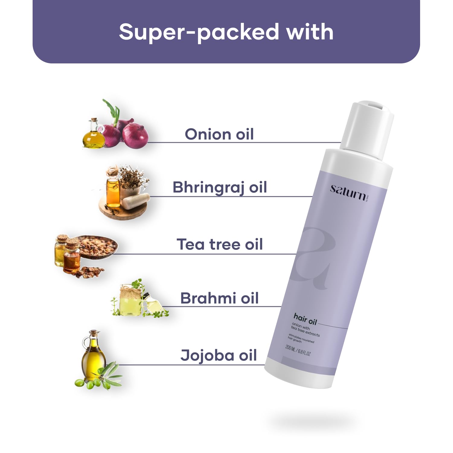 GHC Hair Growth Oil with Onion & Bhringraj - Natural Treatment for Hair Fall, Thicker & Stronger Hair - Paraben Free, SLS & Sulphate Free - 200ml (Pack of 1) - Perfect for Daily Scalp Massage & Damaged Hair Repair