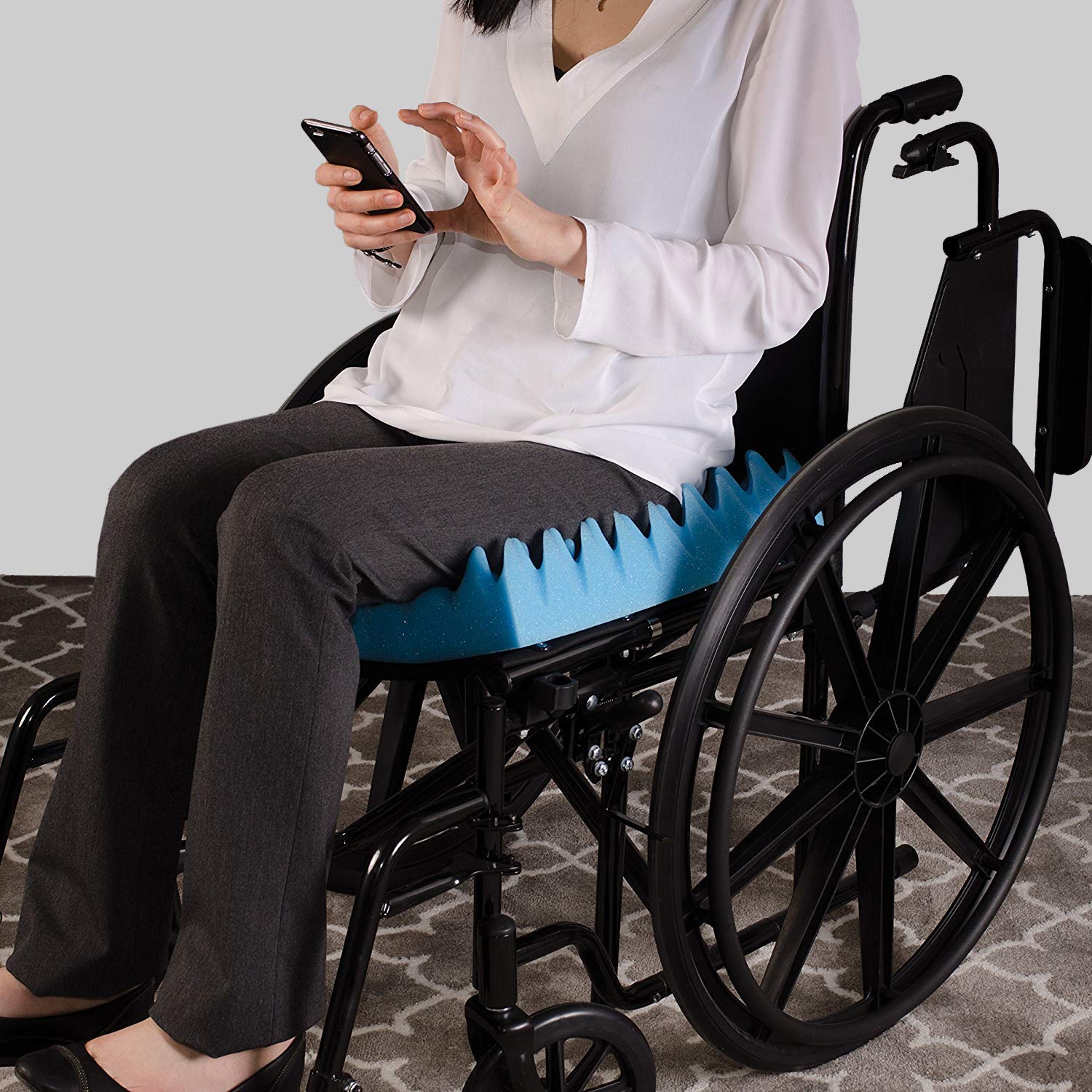 DMI Foam Waffle Cushion for Chair - Egg Crate Design Seat Pad for Office Chair, Car, Wheelchair - Relieves Back Pain, Tailbone Discomfort & Sciatica - 18x16x4 Inches - Perfect for Work, Driving & Home Use