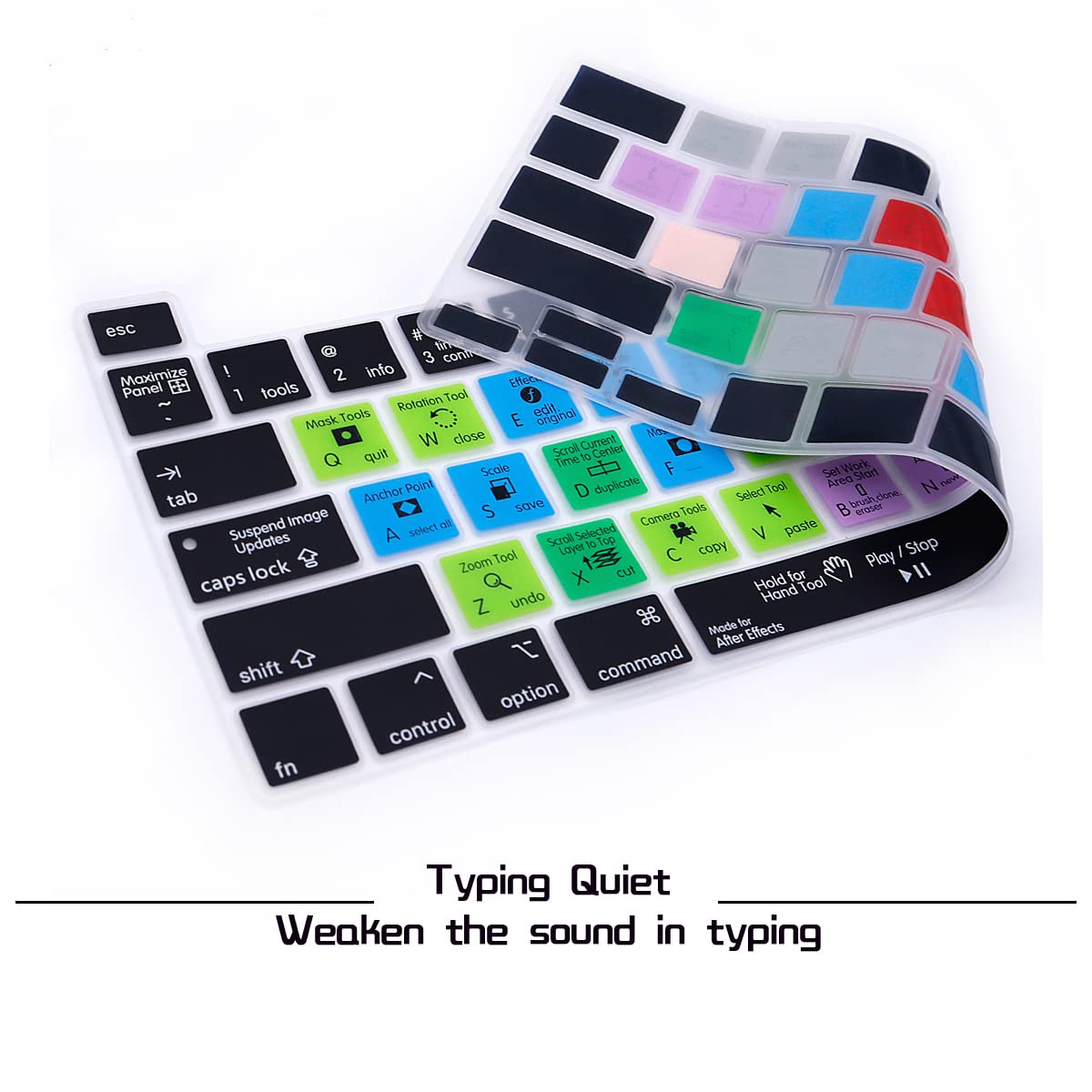 HRH After Effects Shortcuts Silicone Keyboard Cover for MacBook Pro 13