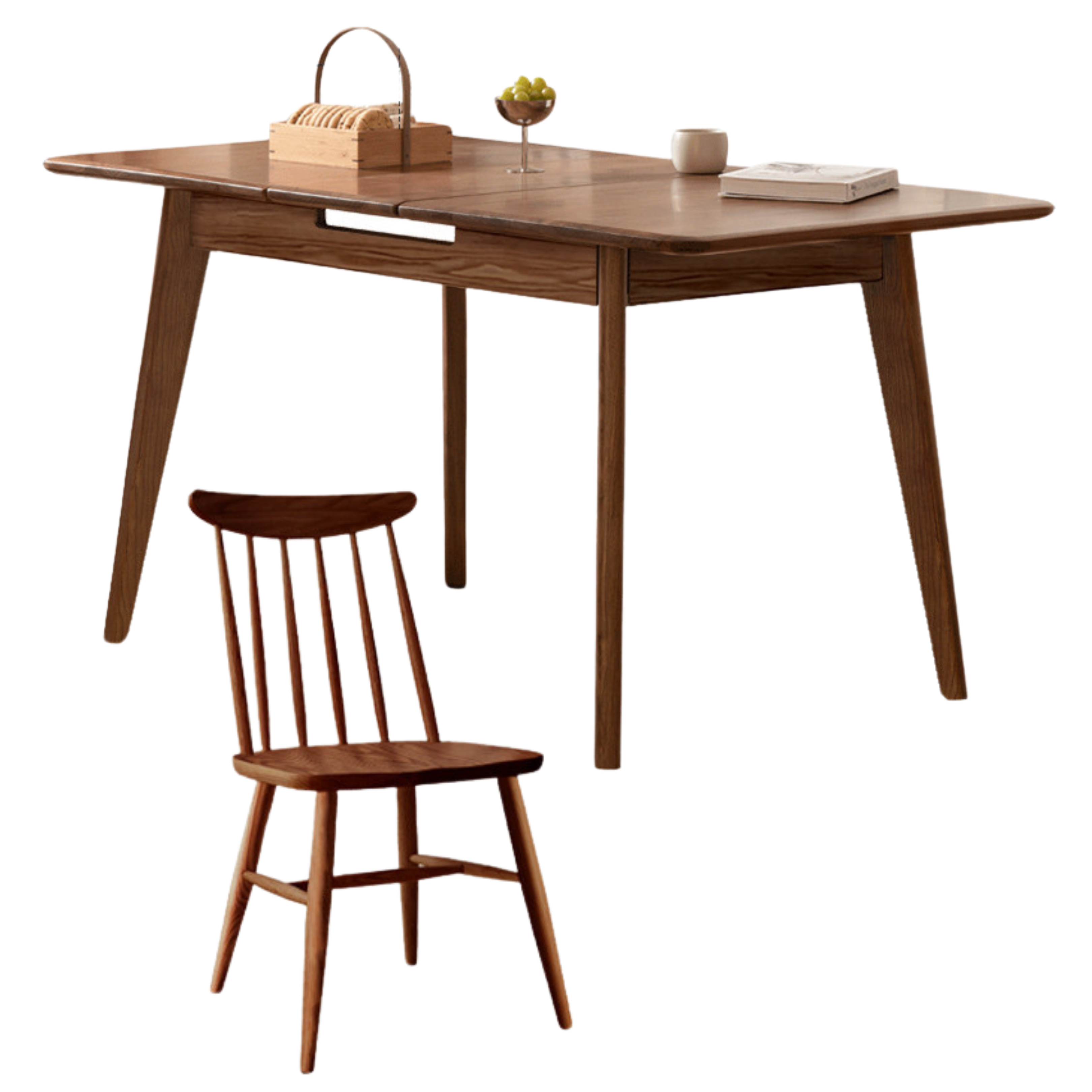 Solid Black Walnut Extendable Dining Table - Expandable Wooden Table for Small Spaces | Perfect for Family Dinners, Entertaining Guests & Space-Saving Home Decor