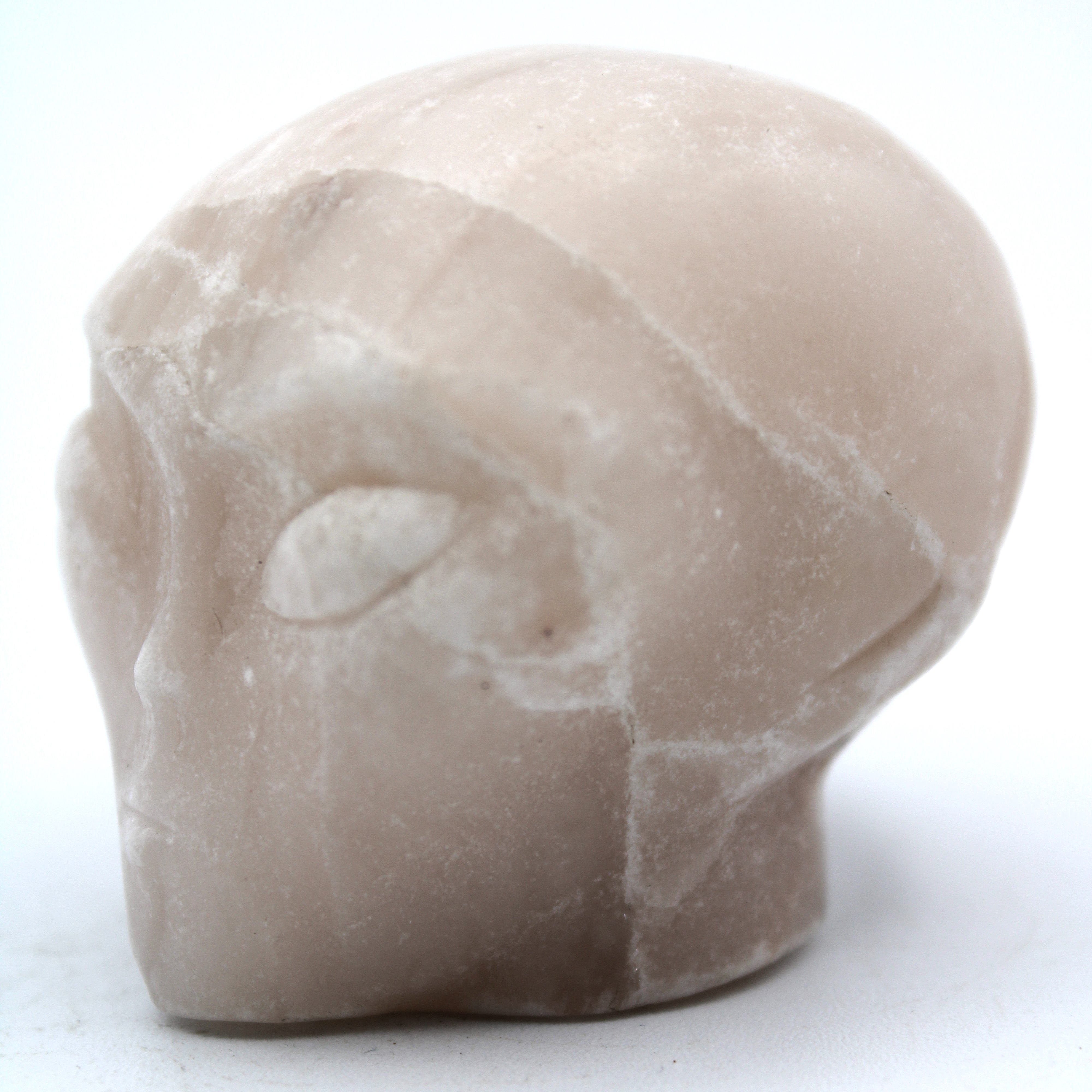 Calcite Alien Head Carving - Unique Handmade Stone Sculpture for Home Decor, Office Display & Gift Giving