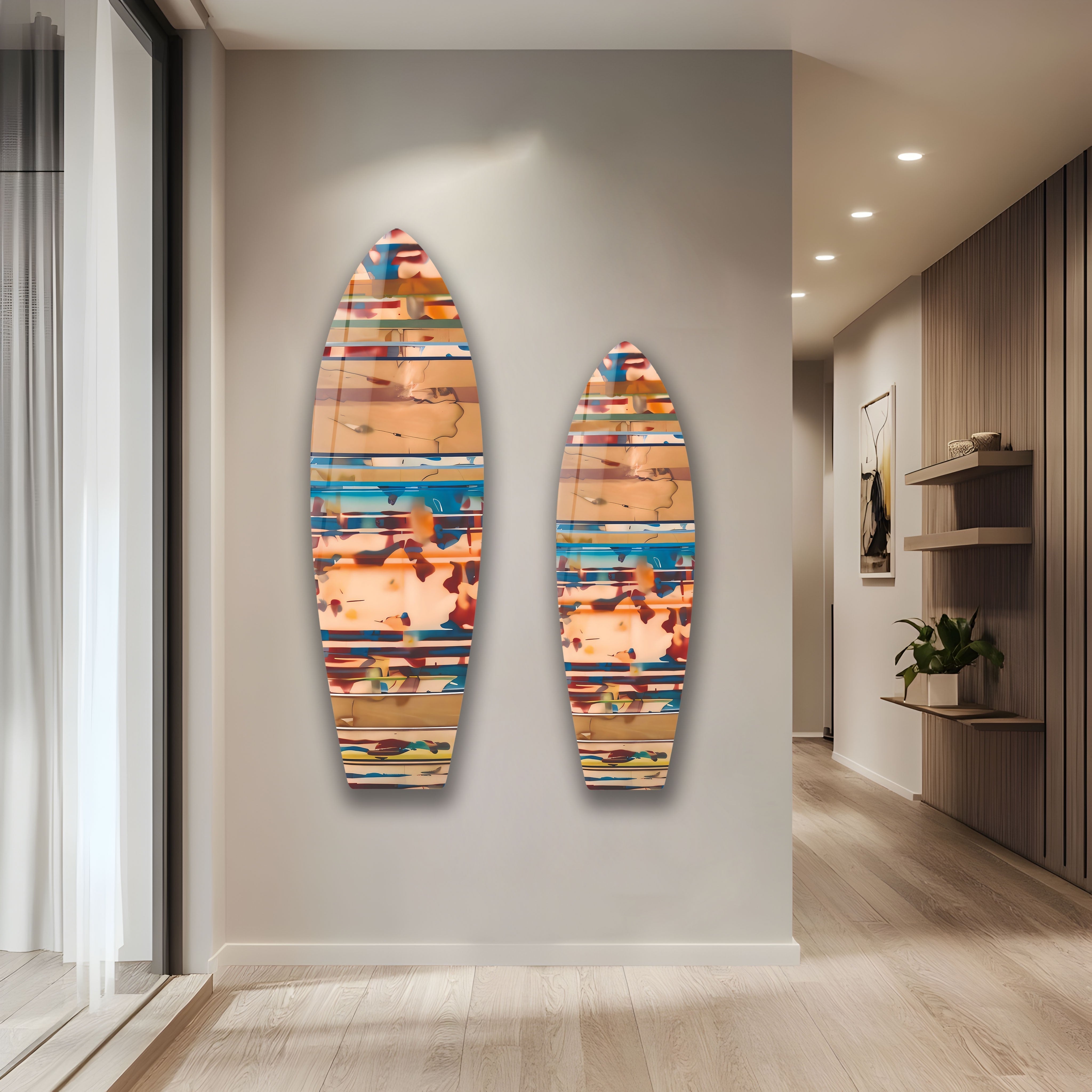 Stylish Beige Surfboard Wall Art Decor - Coastal & Beach Themed Home Decor for Living Room, Bedroom, or Office