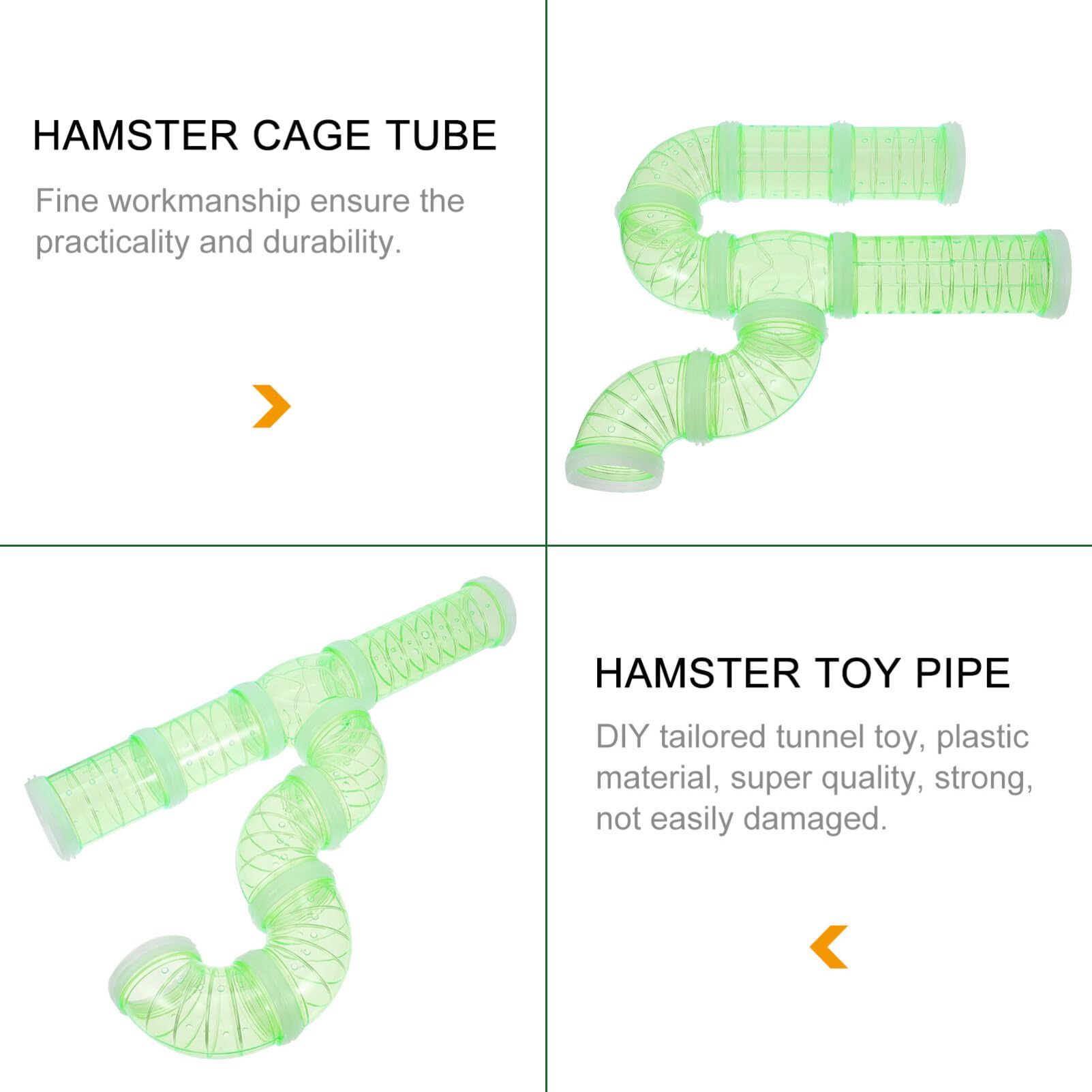 POPETPOP Hamster Tubes Set - Chew Proof DIY Hamster Tunnel Toys for Dwarf Hamsters, Gerbils & Small Pets - Green Exercise & Adventure Habitat Accessories - Perfect for Cage Enrichment & Playtime Activities