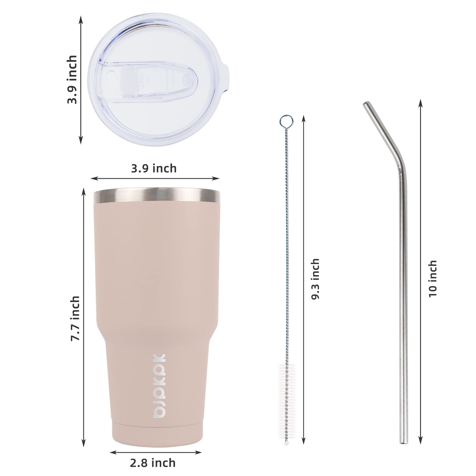 30 oz Stainless Steel Tumbler with Lid and Straw - Double Wall Vacuum Insulated Cup for Hot & Cold Drinks - Leakproof Travel Mug for Women & Men - Perfect for Office, Gym, Hiking and Outdoor Activities (Apricot)