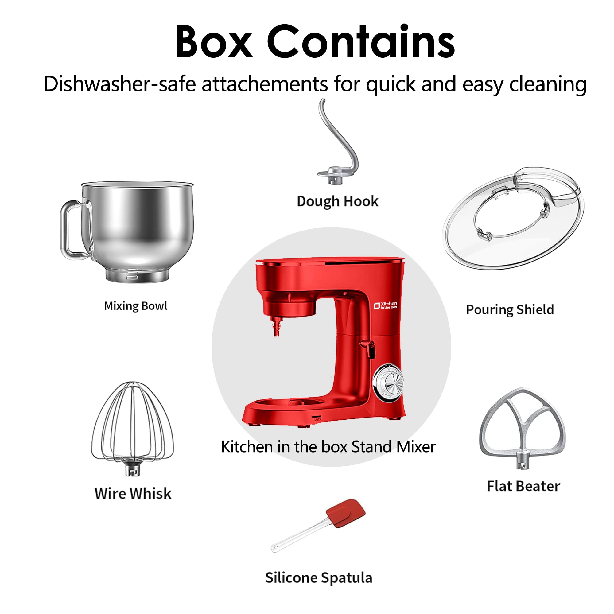 900W 8.5QT Stand Mixer with 10-Speed & Accessories - Perfect for Baking & Cooking