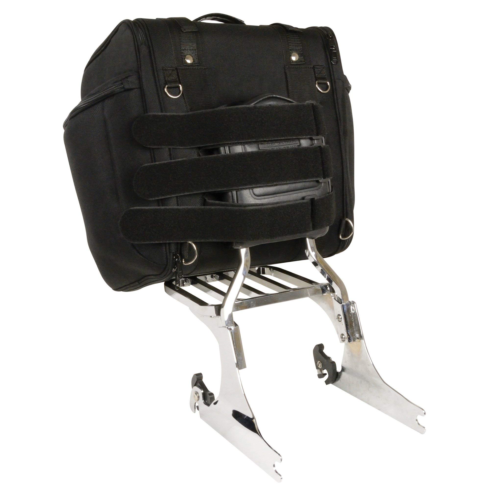 Milwaukee Leather MP8130-BLK-PCS Black Large Motorcycle Sissy Bar Bag - Durable Textile Storage for Cruiser & Touring Bikes - Perfect for Road Trips & Daily Commutes