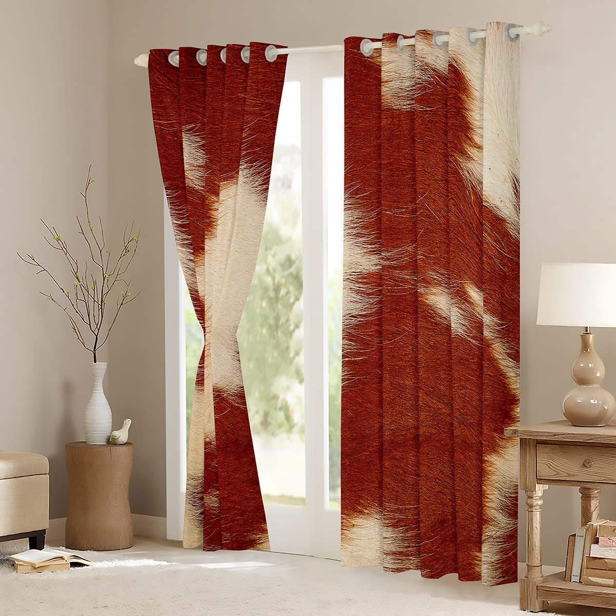 Brown Cowhide Print Window Curtains 38
