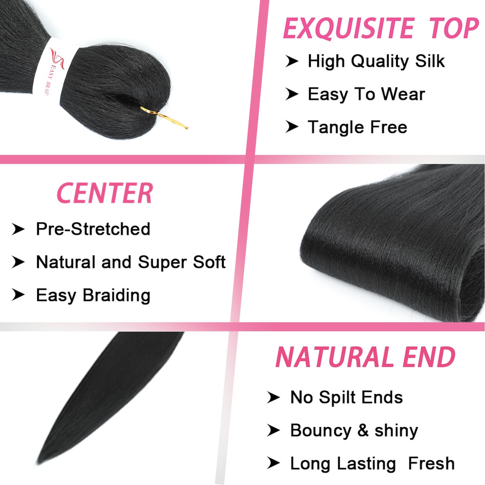 Pre-Stretched Ombre Braiding Hair for Crochet & Twist Braids - 30 Inch (8 Packs) 1B Color - Soft & Tangle-Free Synthetic Hair for Black Women - Perfect for Protective Styles, Box Braids & Salon Use