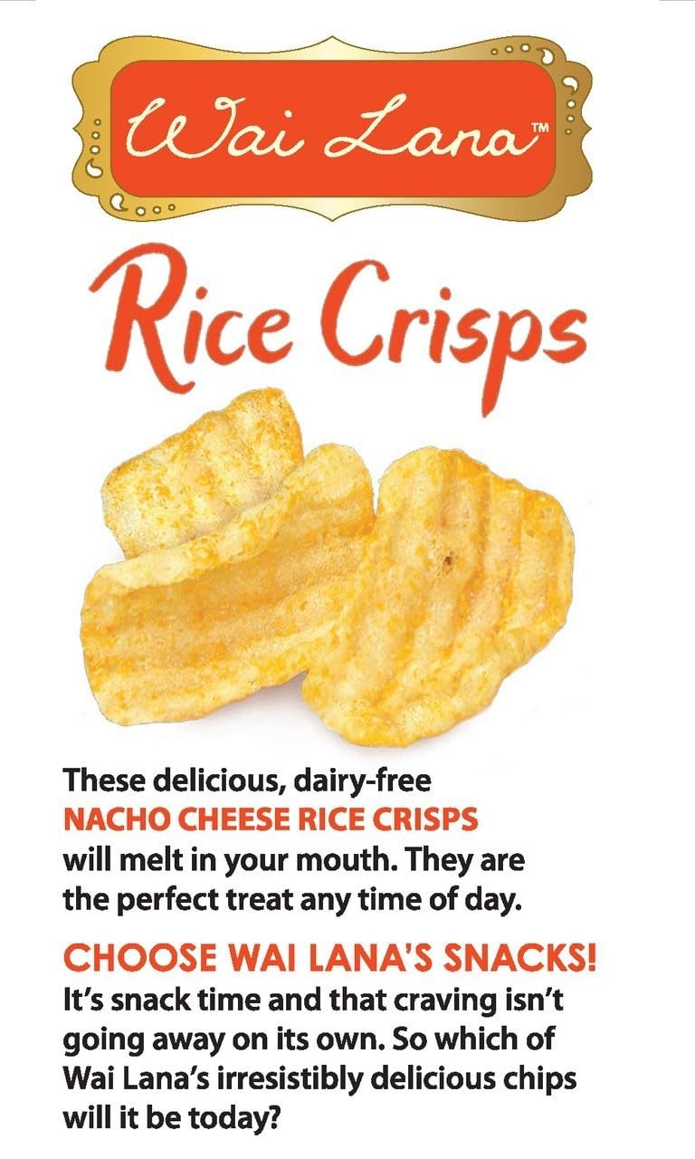 Wai Lana Chips Rice Crisps - Nacho Cheese Flavor | Gluten-Free, Vegan, Non-GMO Snacks | 2.65 oz (Pack of 6) | Perfect for Parties, School Lunches & Healthy On-the-Go Snacking