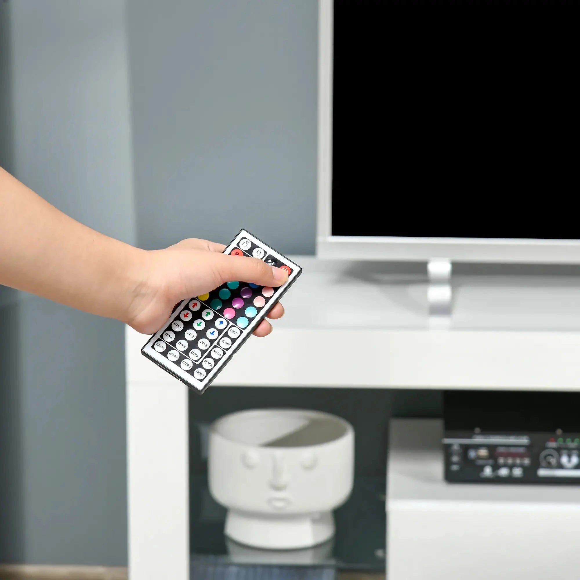 Modern TV Stand with LED Lights & Storage Shelves - 4 Color Options for Living Room, Bedroom & Home Theater Setup