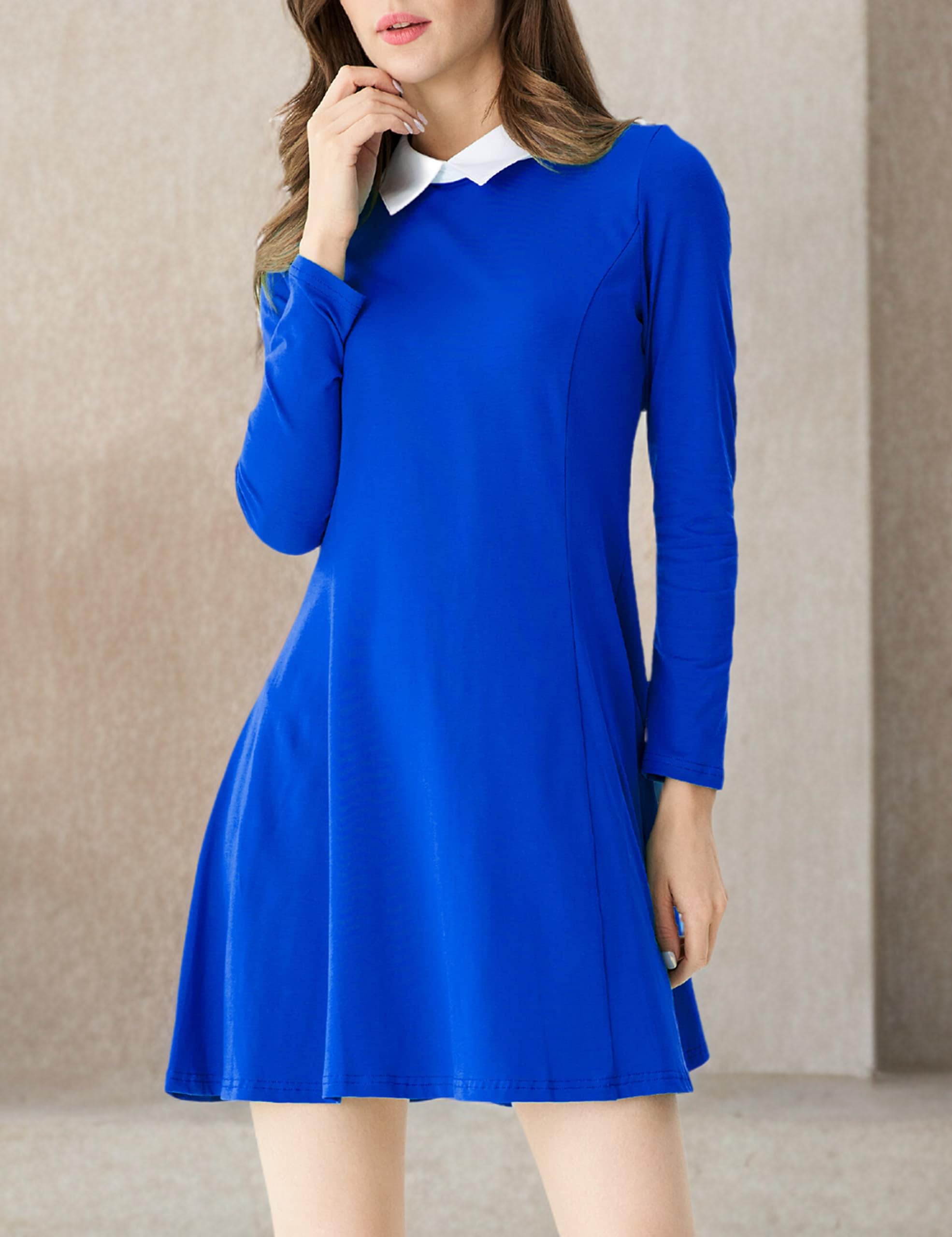 Aphratti Women's Long Sleeve Fall Dresses 2025 | Casual Peter Pan Collar A-Line Fit & Flare Skater Goth Dress | Perfect for Autumn Outfits, Halloween Costumes & Vintage Style Fashion