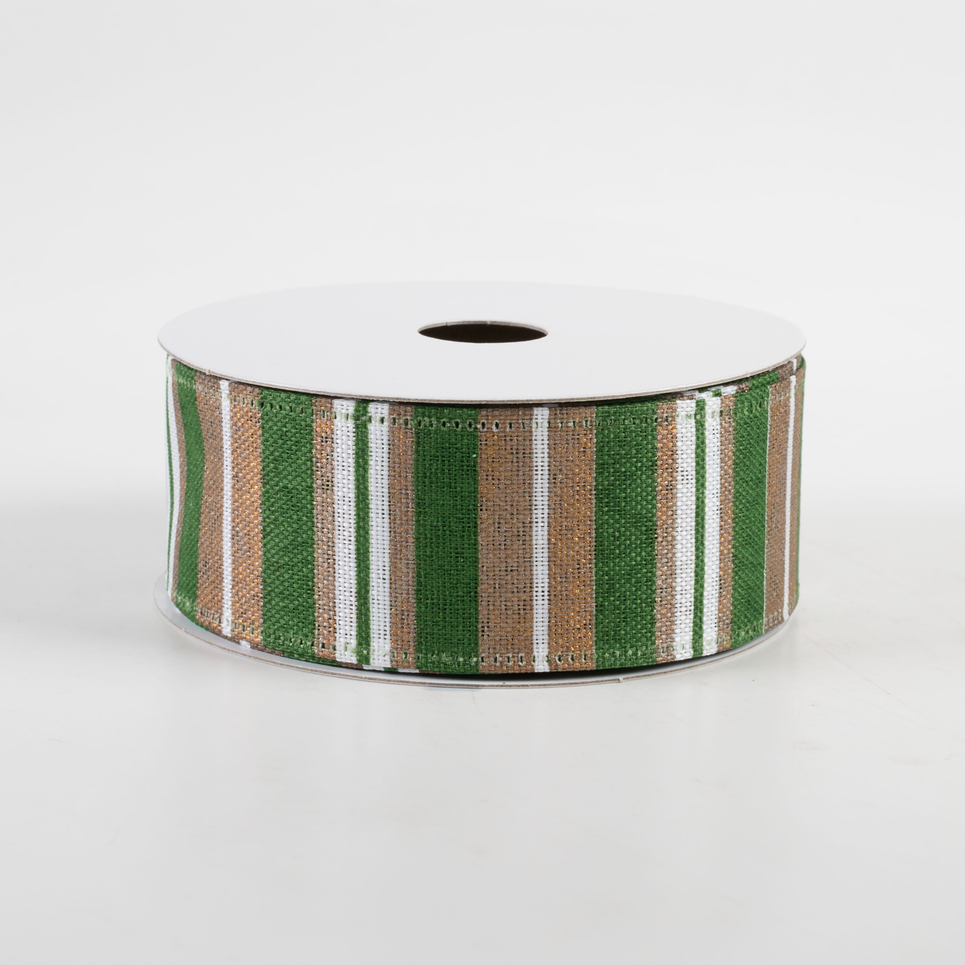 1.5 Inch Horizontal Stripe Ribbon - Metallic Gold & Green Decorative Ribbon (10 Yards) for Gift Wrapping, Party Decorations, DIY Crafts and Scrapbooking