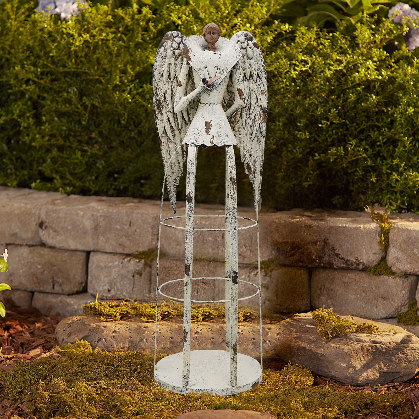 Antique Metal Angel Garden Statue - Outdoor Yard Art Decor for Lawn, Patio & Garden - Perfect for Climbing Plants, Vines, Ivy & Roses - Ideal for Home Garden Decor, Wedding Centerpieces & Landscape Design