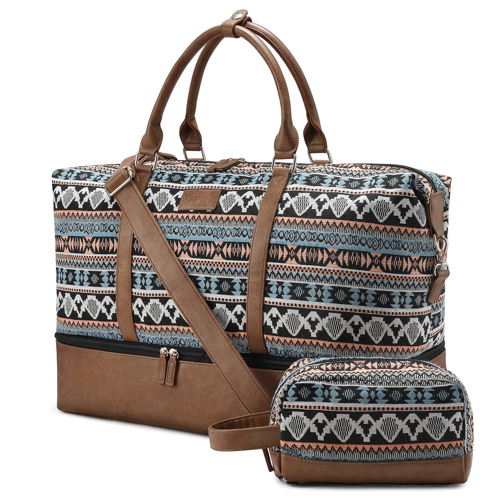 Stylish Canvas Weekender Bag for Women - Large Travel Duffle with Shoe Compartment & Toiletry Pouch - Perfect Carry-On for Gym, Hospital, Labor & Delivery, Weekend Getaways - Ideal for Travel, Workouts, and Overnight Trips