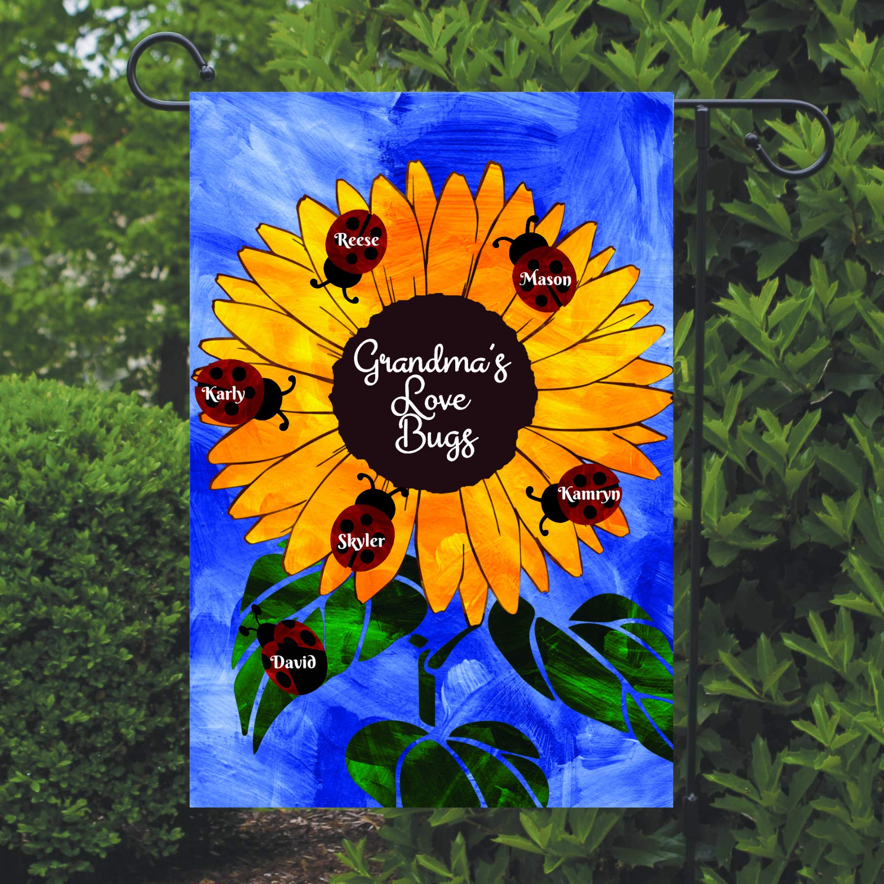 Personalized Love Bugs Garden Flag - Custom Yard Decor for Grandparents, Outdoor Porch & Garden Decoration - Perfect for Grandparent's Day, Mother's Day & Home Decor Gifts