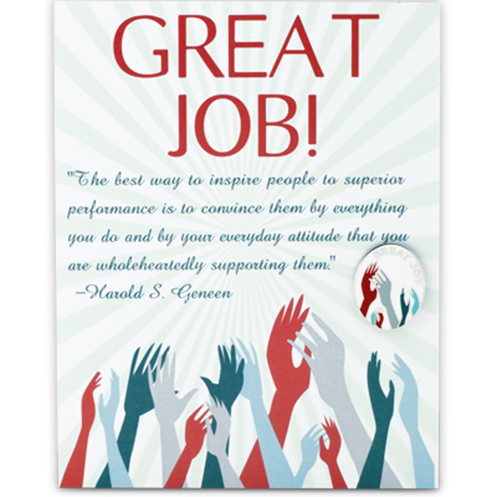 PinMart Professional Great Job Presentation Card & Lapel Pin Set - Perfect for Employee Recognition, Awards Ceremonies & Motivational Gifts