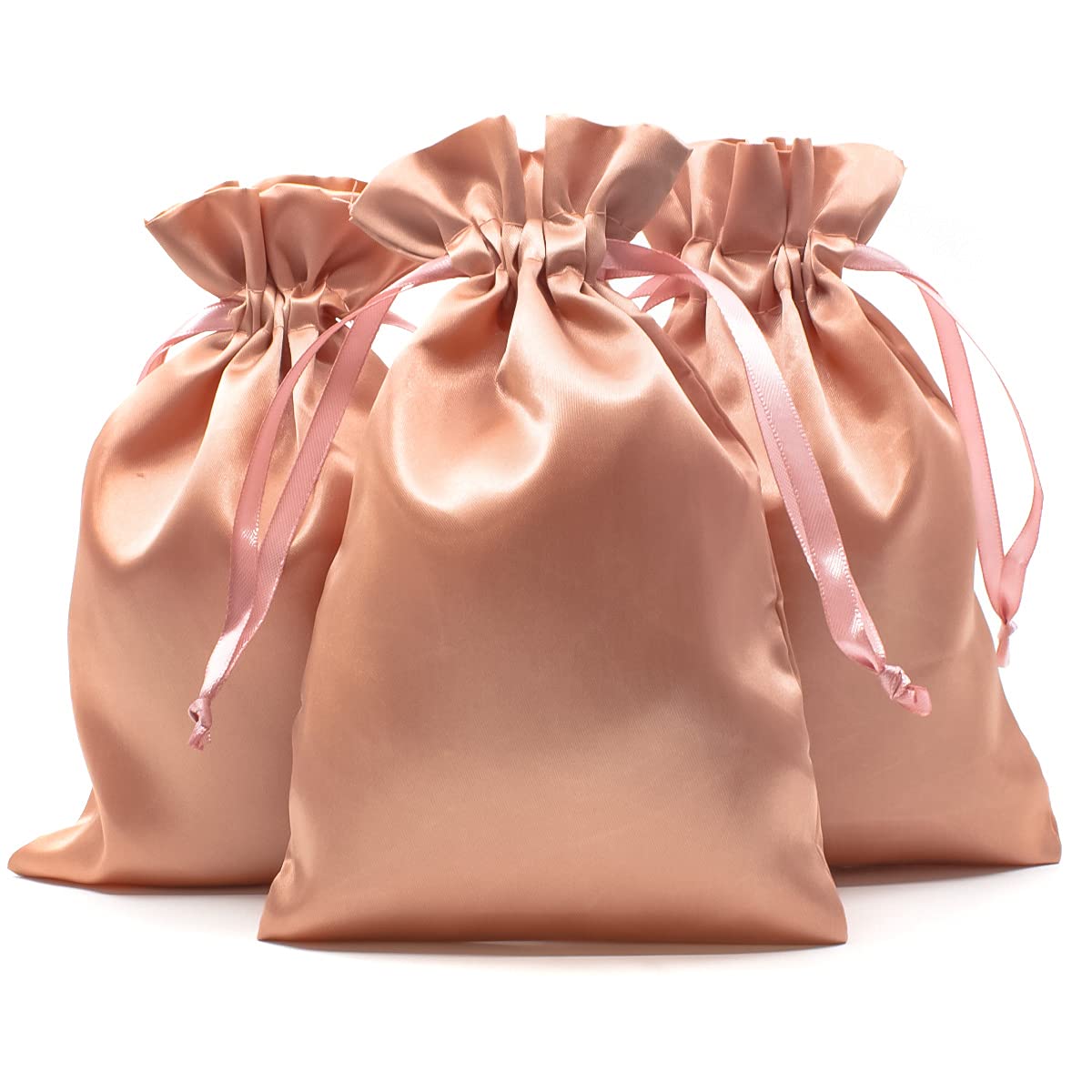 50 Pack 3x4 Inch Satin Rose Gold Drawstring Gift Bags - Jewelry Pouches, Wedding Favors, Baby Shower & Christmas Party Supplies - Perfect for Jewelry Packaging, Bridesmaid Gifts, Holiday Presents