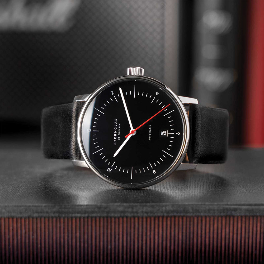 Naos Automatic 38mm Men's Watch - Black Dial with Genuine Leather Strap - Classic Dress Watch for Business, Office & Formal Occasions