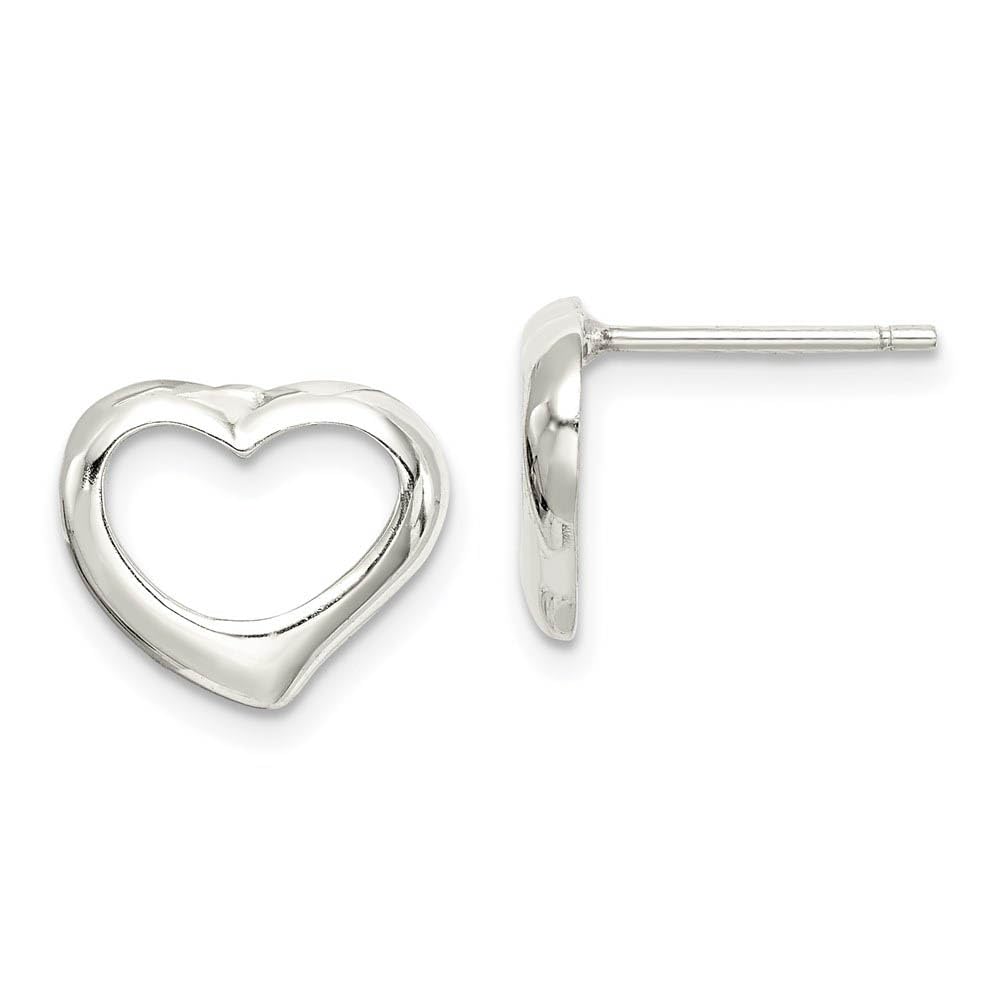 Sterling Silver 12mm Open Heart Earrings for Women - Elegant Gift