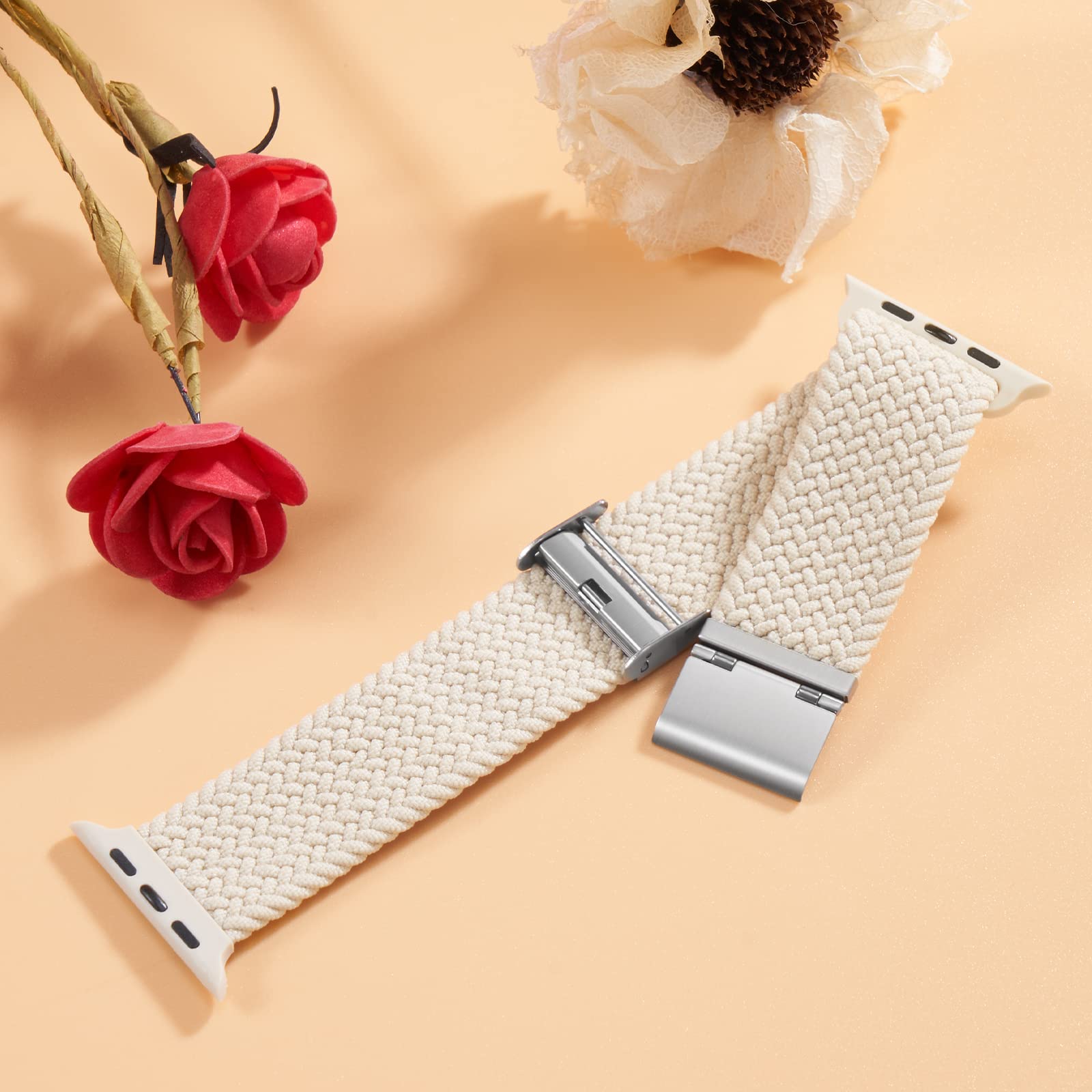 Braided Nylon Apple Watch Bands for Series 9/8/7/6/5/4/3/2/SE/Ultra/Ultra 2 - Adjustable, Breathable Replacement Strap for 38mm/40mm/41mm/42mm/44mm/45mm/49mm - Perfect for Workouts, Running & Everyday Wear