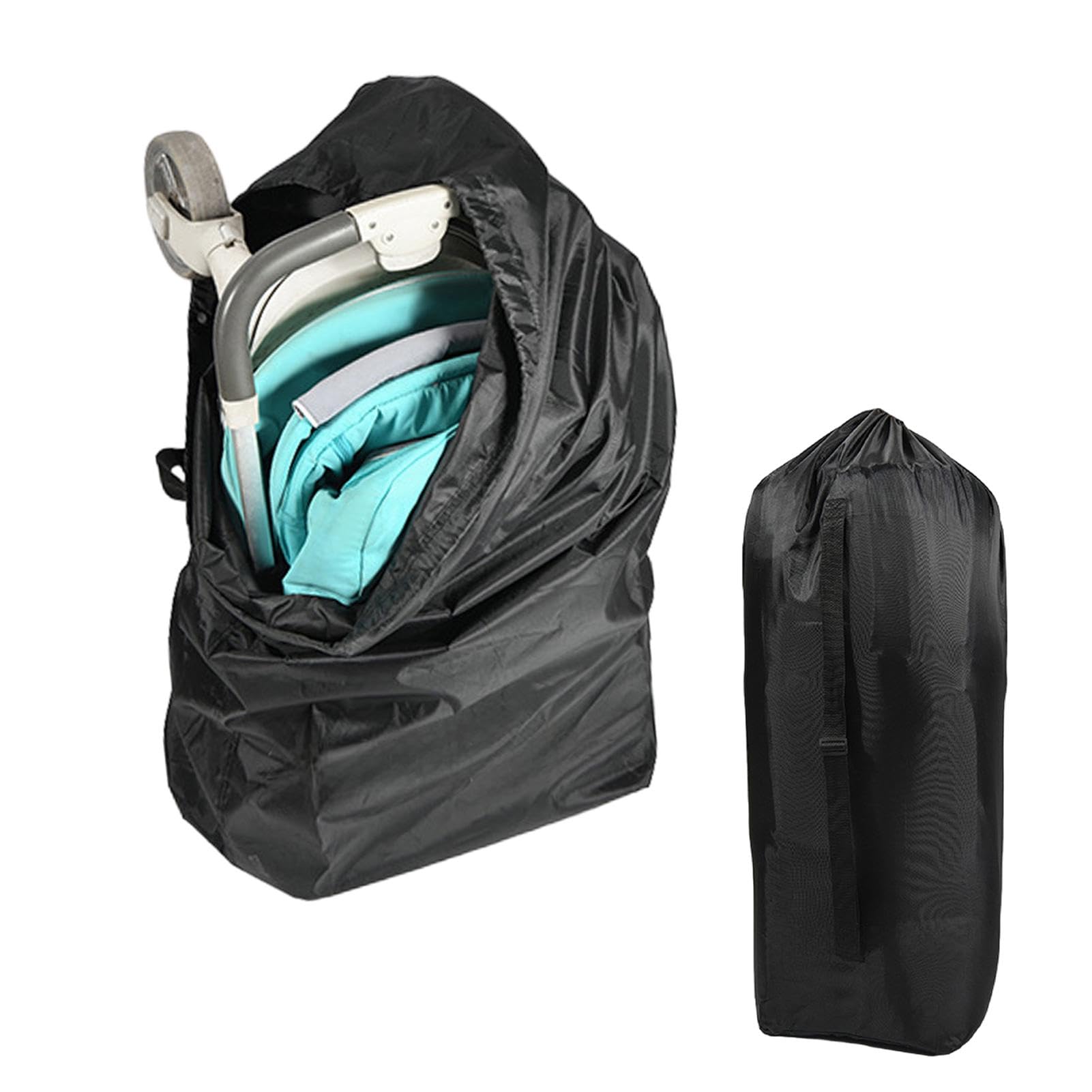 JIANWEI Waterproof Stroller Travel Bag for Airplane - 117 x 53 x 33cm Universal Pram & Car Seat Cover with Adjustable Shoulder Strap | Durable Gate Check Bag for Baby Travel Accessories (Black) | Perfect for Air Travel, Road Trips & Daily Stroller Protection