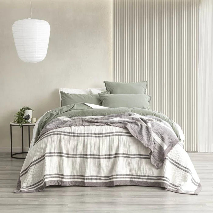 Renee Taylor Brighton Washed Cotton Textured Blanket - Soft & Cozy Nude Throw Blanket for Bed, Sofa & Home Decor