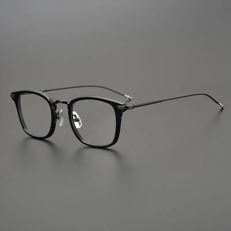Stylish Unisex Black Square Acetate Eyeglasses with Alloy Frame - Perfect for Work, Reading & Fashion Accessories
