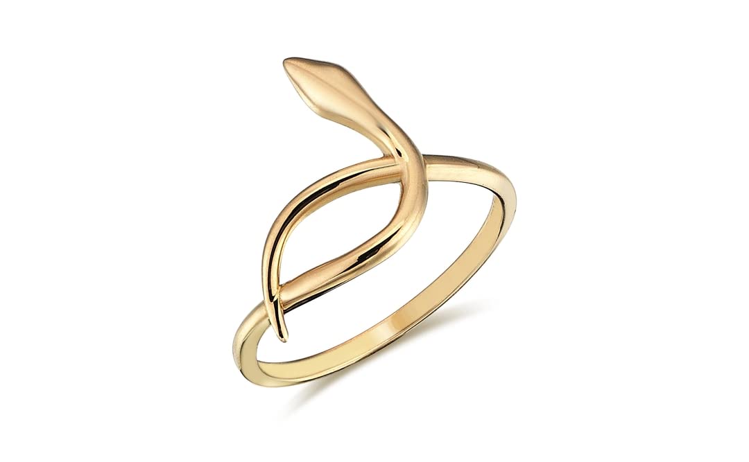 14K Solid Gold Snake Ring for Women - Real 14K Gold Animal Jewelry - Unique Gift for Snake & Reptile Lovers - Gothic Style Handmade Ring - Perfect for Birthday, Anniversary & Halloween Costume Accessories