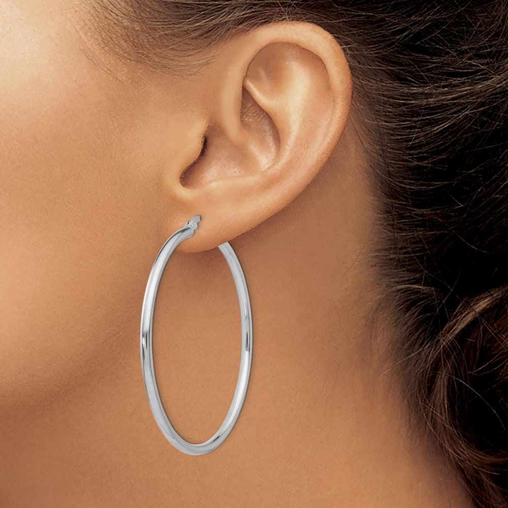 925 Sterling Silver Hinged Hoop Earrings for Women - 52mm x 50mm Large Chunky Hoops, Hypoallergenic Dangle Earrings for Sensitive Ears, Perfect for Parties, Weddings & Everyday Wear