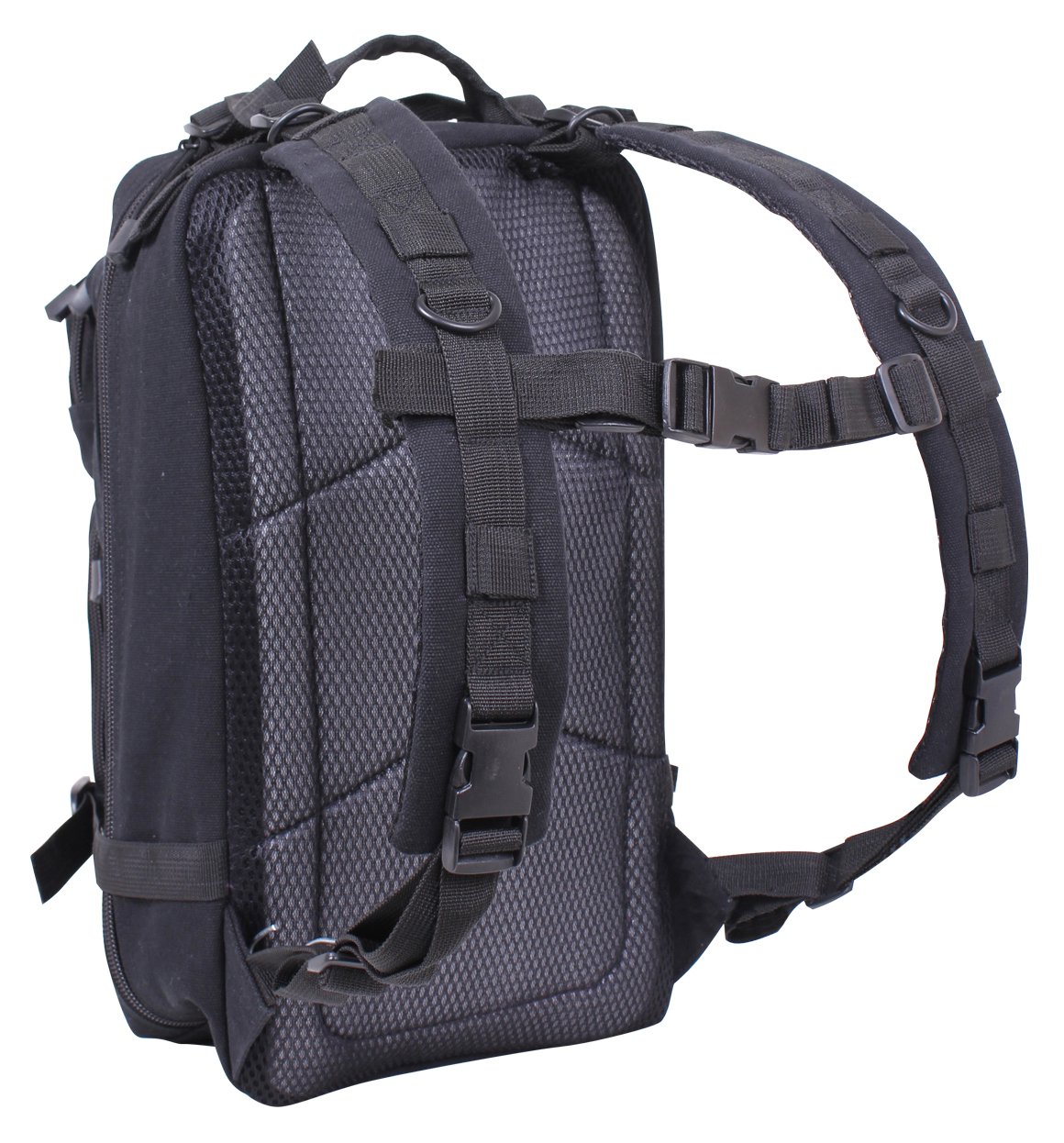 Black Tactical Canvas Go Pack Backpack - Durable Military Style Hiking Daypack for Outdoor Adventures, Travel & Everyday Use