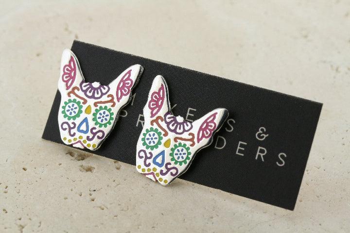 Enamel Chihuahua Stud Earrings for Women - Cute Dog Lover Jewelry Gift for Pet Owners | Perfect for Casual Wear, Gifts & Animal Themed Parties