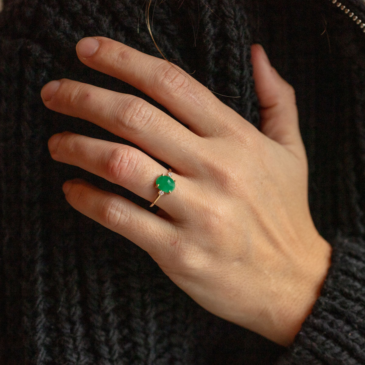 Exquisite Oval Emerald and Diamond Ring in 14K Yellow Gold | Elegant Jewelry for Engagement, Anniversary & Special Occasions