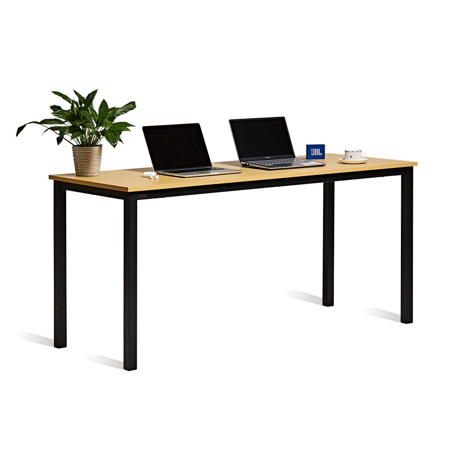 Decoholic 63 Inch Modern Industrial Computer Desk - Large Oak Workstation for Office & Home, Study Writing Desk with Black Metal Legs - Perfect for Remote Work, Gaming & Home Office Setup