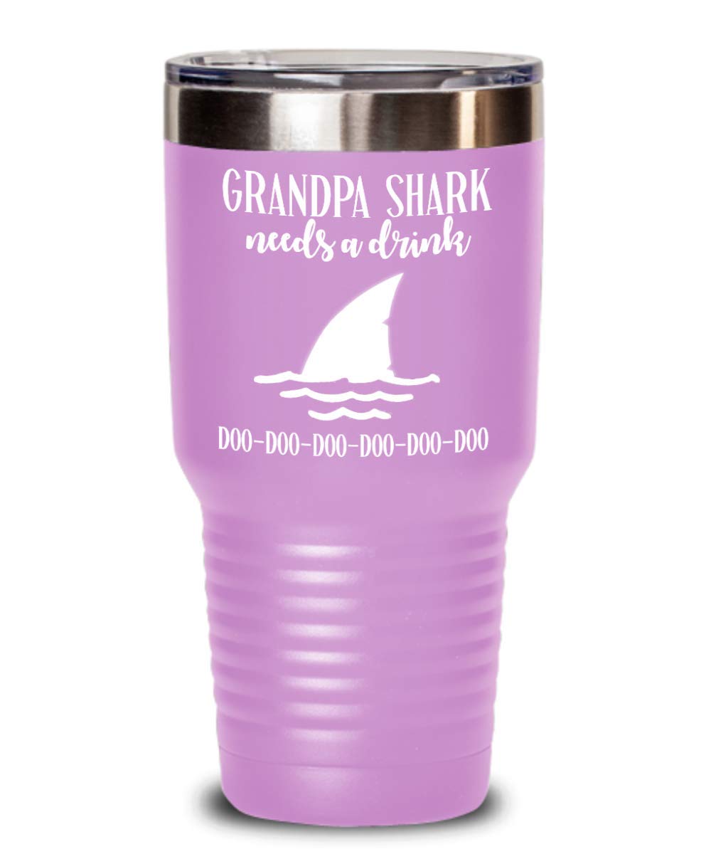 Funny Grandpa Shark Tumbler - 20oz Insulated Travel Mug for Hot & Cold Drinks - Perfect for Gifts, Office, and Outdoor Adventures