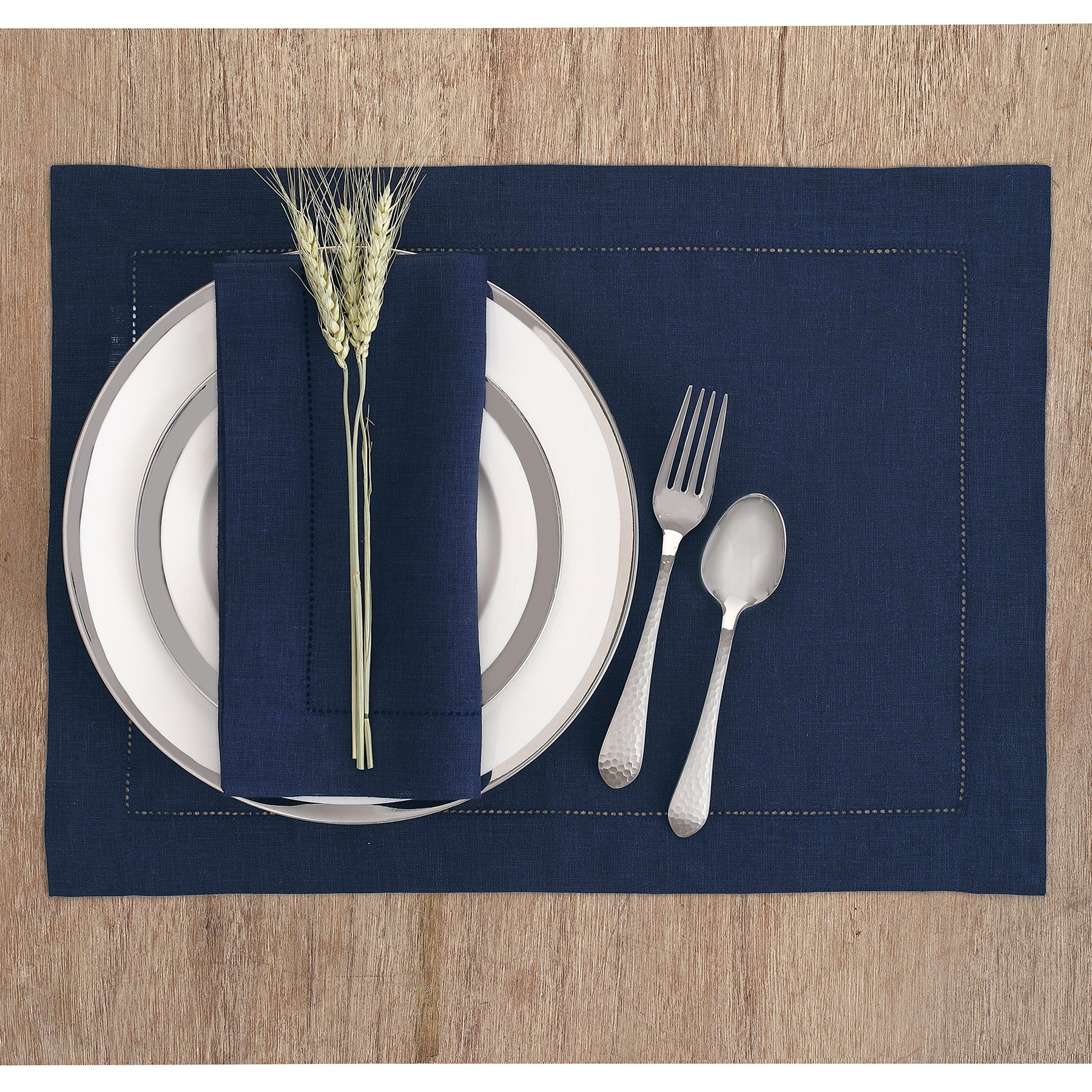 Elegant Classic Hemstitch Placemats Set of 4 - Premium Linen Table Mats for Dining Room Decor, Wedding & Holiday Table Setting - Perfect for Formal Dinner Parties & Home Decor