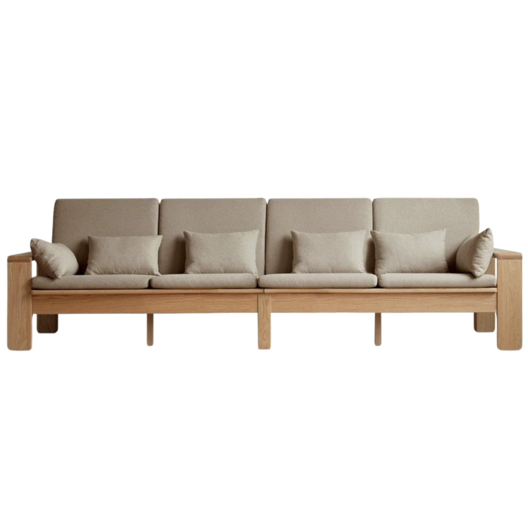 Modern Nordic Fabric Sofa - Solid Oak Wood Frame - Stylish & Durable Living Room Furniture for Small Spaces & Apartments