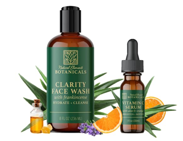 Vitamin C Face Wash & Serum Bundle - Luxurious Spa Quality Skincare for Glowing Skin | Morning & Night Routine, Anti-Aging & Brightening Treatment