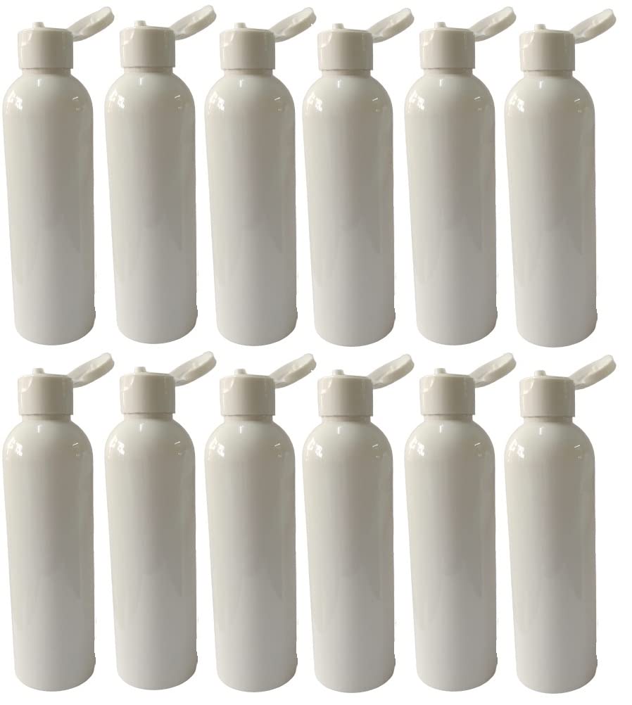 M.C. PIPWALA 100ml Milky Round White Flip Top Cap Plastic Bottles - Leak Proof Travel Cosmetic Containers, Squeeze Bottles for Lotion, Shampoo, Essential Oils (Pack of 12) - Perfect for Travel, Salon, Home & DIY Projects