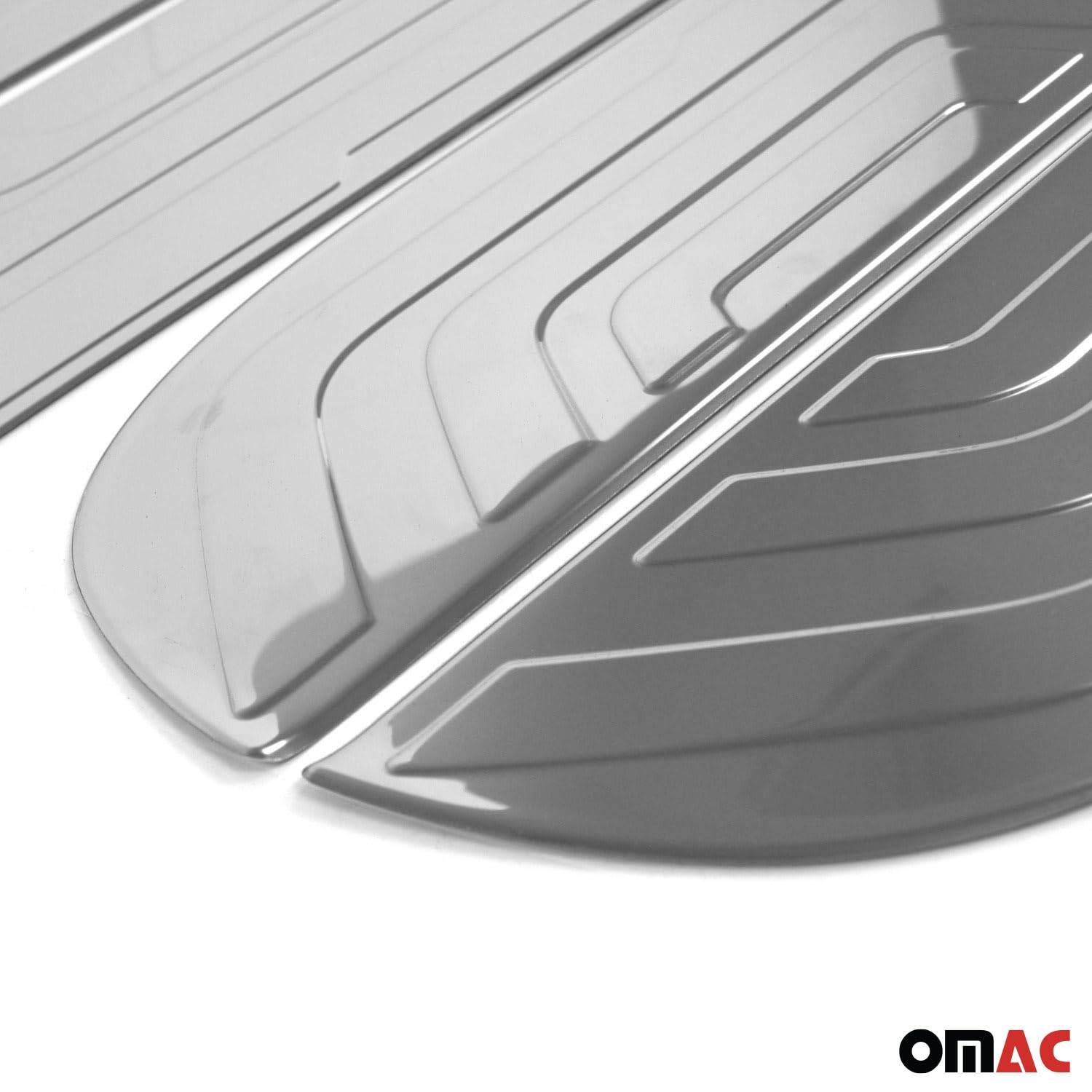 OMAC Stainless Steel Door Sill Scuff Plate Scratch Protector for Mercedes Sprinter W907 W910 (2019-2025) - Glossy Black Finish - Interior Car Accessories for Vehicle Protection & Style Enhancement