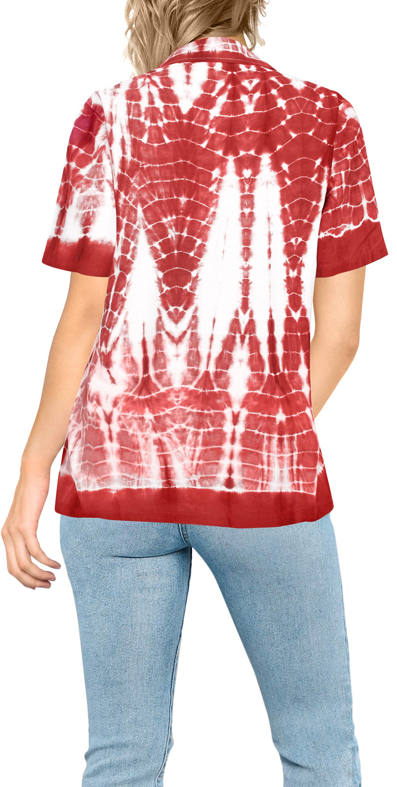 LA LEELA Women's Short Sleeve Hawaiian Shirt - Floral Print Vacation Blouse for Beach, Summer & Casual Wear