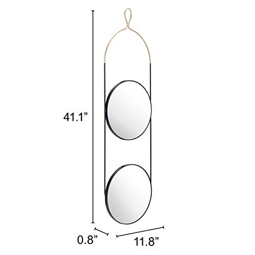 Gold & Black Steel Round Hanging Mirror with MDF Frame - Elegant Wall Decor for Living Room, Bedroom, or Entryway - HomeRoots