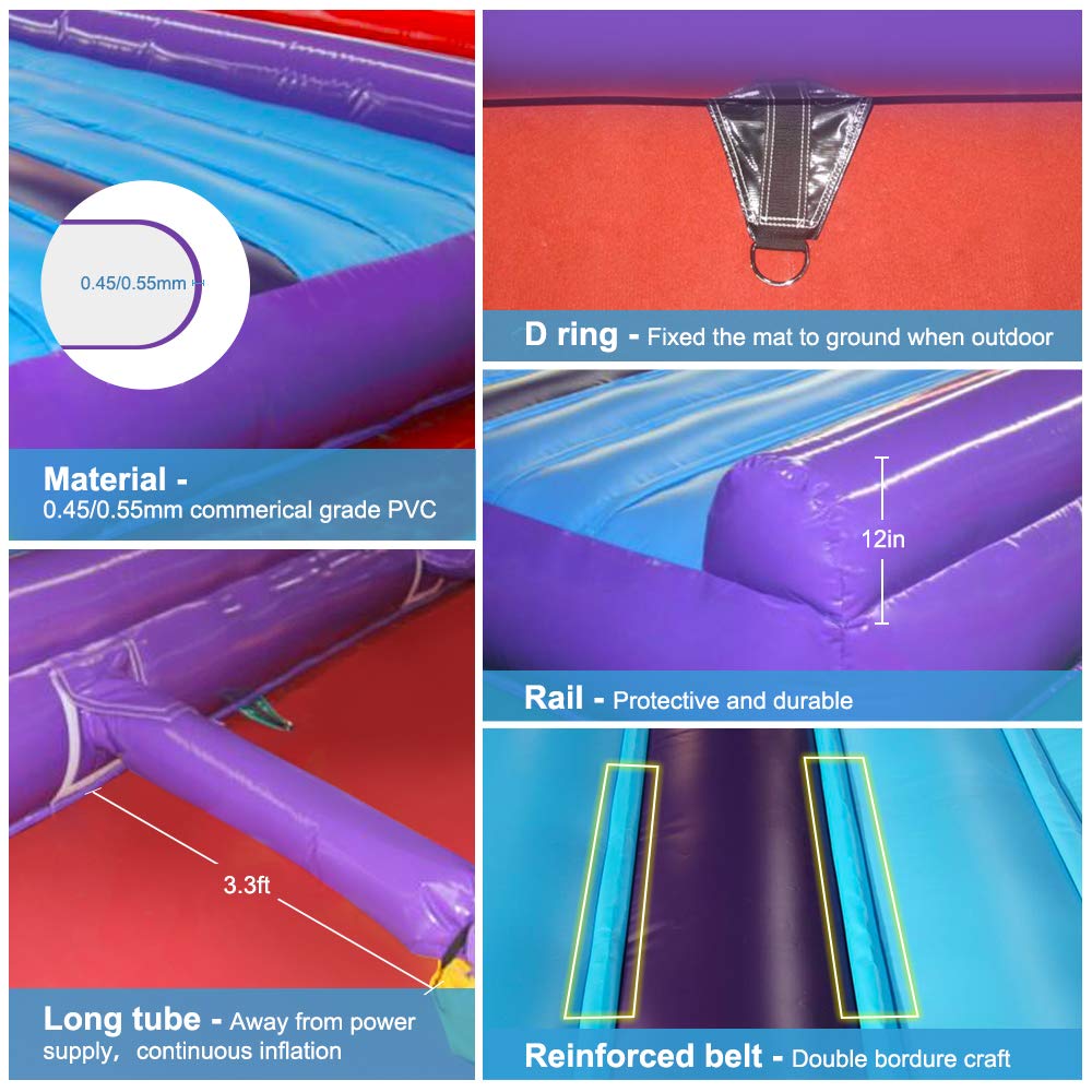 Inflatable Tumble Track for Gymnastics Training - Portable Gymnastics Equipment for Home & Gym Use - Perfect for Kids & Adults Tumbling Practice